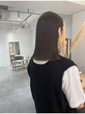 地毛風カラー/切りっぱなしミディアム/地毛風ストレート/