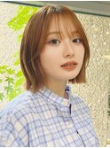 切りっぱなしボブ/レイヤー/くびれヘア/ミディアム/小顔