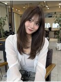 美髪レイヤーカット／顔まわりレイヤー／ロングレイヤ 一/前髪