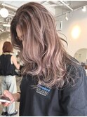 ピンクベージュダブルカラーインナーカラーケアブリーチ
