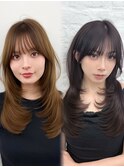 韓国ヘア　透明感カラー　2wayバング  レイヤーカット   顔周り