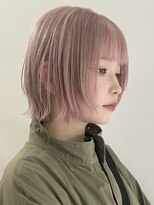 サンクマーケット 渋谷(cinq MARKET)&nbsp;渋谷切りっぱなしボブケアブリーチコーラルピンクベージュ韓国◆