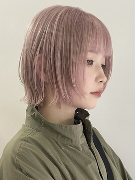 サンクマーケット 渋谷(cinq MARKET) 渋谷切りっぱなしボブケアブリーチコーラルピンクベージュ韓国◆