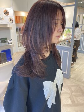 シェノン 赤羽店(CHAINON) ロングウルフレイヤーピンクブラウンイルミナ艶が出やすいカラー