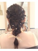 ４つ編みダウンヘアセット