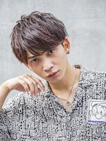 小久保styleフェザーパーマグレーブルーカラー刈り上げショート