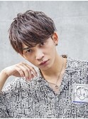 小久保styleフェザーパーマグレーブルーカラー刈り上げショート
