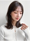 外ハネボブハイライトカラー小顔カットうる艶髪斜めバング