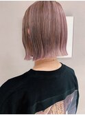 20代30代大人可愛い艶感ピンクグレージュカラー外ハネボブ