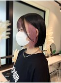 ボブ インナーカラー ハイトーン ピンク
