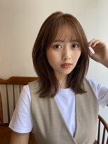 大人かわいいくびレイヤー/ピンクベージュ/顔まわりレイヤー