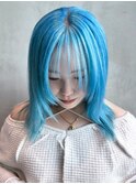 ブルーグレージュくびレイヤー美髪ブルーシルバー_ba438561