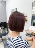 ナチュラルボブ×ワインレッド