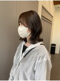 オリーブベージュ/ベージュカラー/セミディ/韓国風巻き