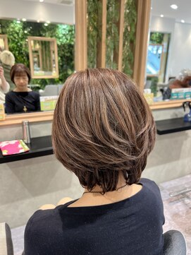 イメージア 町田店(IMAGE A) 白髪染めベージュブラウングラデェーションボブ@30代40代50代