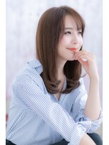 ミック ヘアアンドメイク アップ 駒込店(miq Hair&Make up) ミルクティーアッシュ斜めバング小顔エアーストレートc1