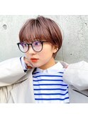 暖色カラー×束感ショート×小顔矯正立体カット