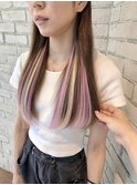 ピンクユニコーンインナーエクステロングヘアブリーチ無し
