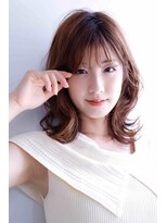 スパイス(SPICE) 20代30代くびれ巻き外ハネミディアムスタイルブラウンカラー