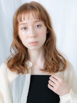 ドクターズ サロン ラブ(Dr's Salon LAB) ぱっつん前髪オレンジブラウンカジュアルセミディb古河20代30代