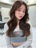 韓国ヘアグレージュカラーブリーチ無し髪質改善イヤリングカラー