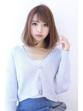 オーロ 緑地公園店(ORO) ことりベージュローライト大人かわいい小顔スリークボブ大人ボブ