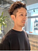 アップバング 波巻きスパイラルパーマ 30代40代 ツーブロック