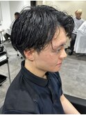 メンズセンターパートニュアンスパーマシャドウパーマ刈り上げ