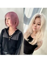 【ハイトーン・白髪ボカシ支持率No.1】デザインカラーに小顔ウルフ・ショート　Instagram @wolfcut_ken