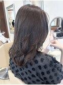 レイヤーカット/縮毛矯正/地毛風ストレート/透明感カラー