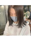 切りっぱなしミディアムから少しイメチェン*顔まわりレイヤー