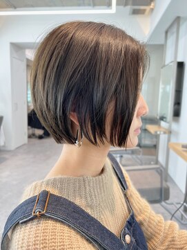 フィル 横浜(fil) ショートボブ_くびれヘアアプリコットオレンジ