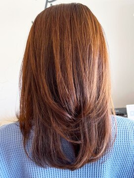 レポヘアー(Repos hair) 20代30代40代アンブレラカラーレッドブラウンレイヤーカット