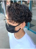 メンズマッシュ波巻きパーマツイストスパイラルパーマウルフ30代
