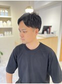 メンズマッシュアップバングツーブロックセンター分け短髪
