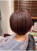 お客様スタイル ショートボブ×ピンクベージュ