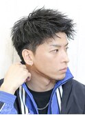 ソフトツイストパーマモヒカン刈り上げツーブロックショート