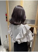 暗髪艶感ラベンダーグレージュブリーチなしダブルカラー