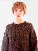 <SAKI>透け感ハイトーンにラフパーマで柔らかショートヘア