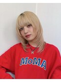 ハッシュカット/ウルフレイヤー/ブロンドベージュ