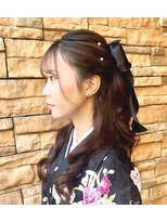 お嬢様ハーフアップ★結婚式 二次会 お呼ばれ 着物 成人式