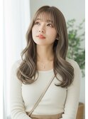 韓国風巻き/くびれロングヘア/ホワイトベージュ/くすみベージュ