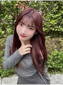 芹澤もあちゃん/ブリーチなしダブルカラー/ワインレッド/20代