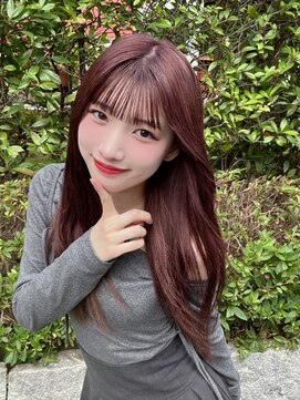 ルイス(L'wis) 芹澤もあちゃん/ブリーチなしダブルカラー/ワインレッド/20代