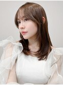 黒髪クラゲヘアーオリーブグレー小顔ココアベージュ