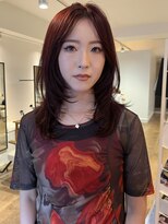 ナック 茶屋町(knack chayamachi)&nbsp;艶レッドカラー×ミディアムレイヤー