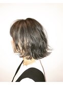 【habitt】プラチナシルバー×切りっぱなしボブ