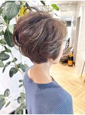 マダムショートデジタルパーマボリュームアップヘア50代60代髪型