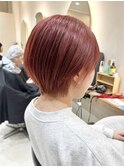 ショートボブ切りっぱなしレイヤーカットハイトーンケアブリーチ
