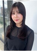 シースルーバング 顔周りレイヤーカット グレージュ 髪質改善